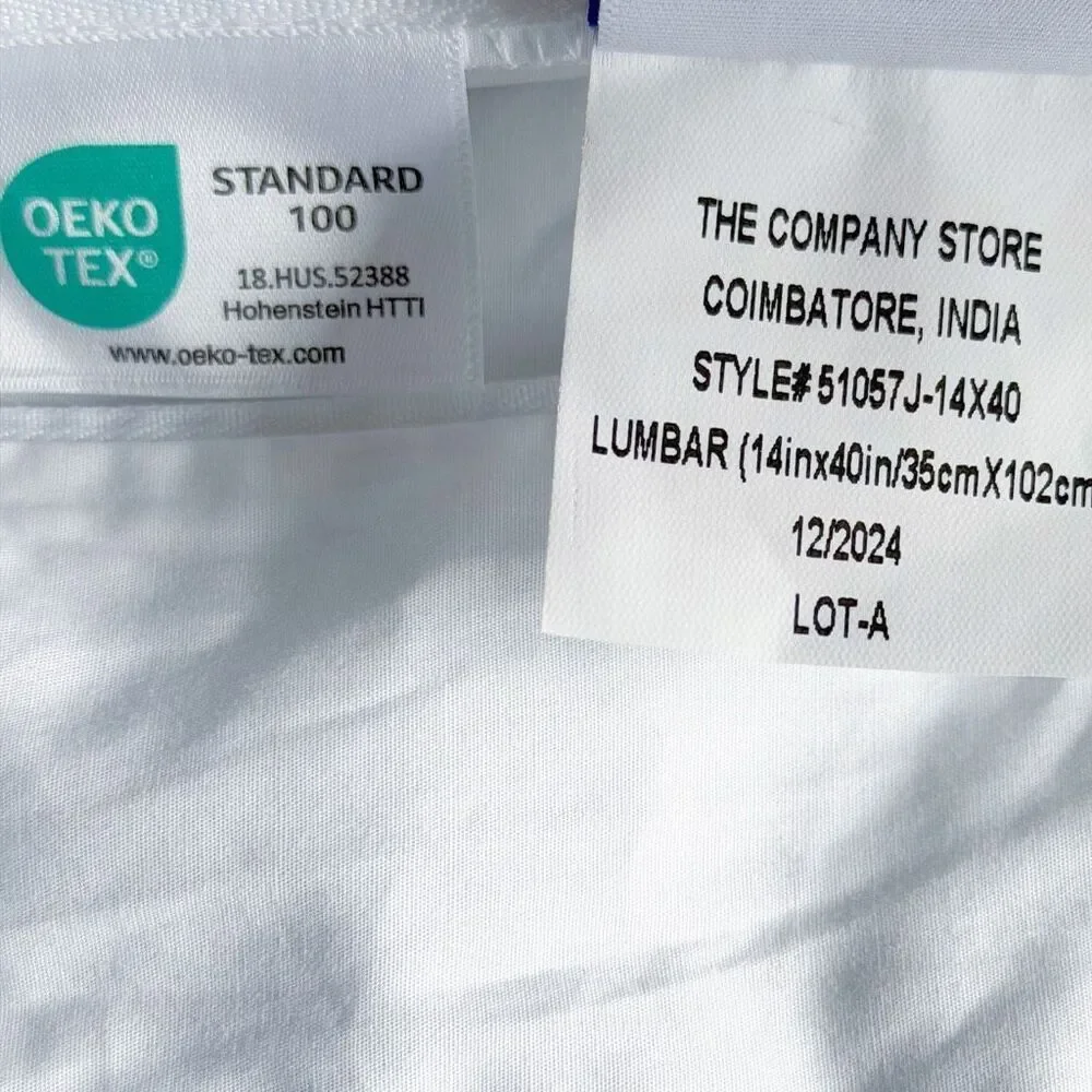 The Company Store Border Percale Lumbar Porcelain Blue 14x 40 Throw Pillow Cover